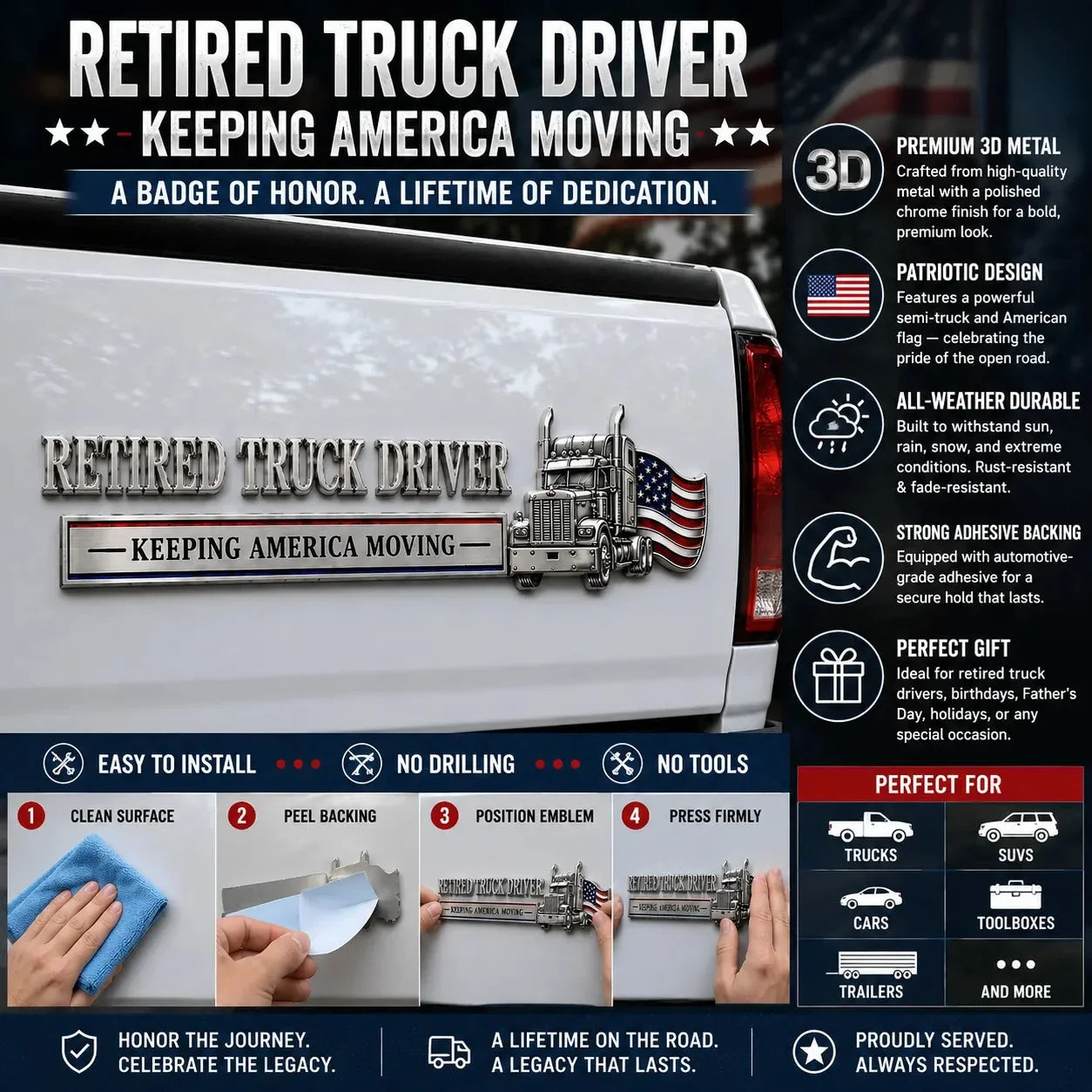 RoadLegacy – Retired Truck Driver Tribute Emblem
