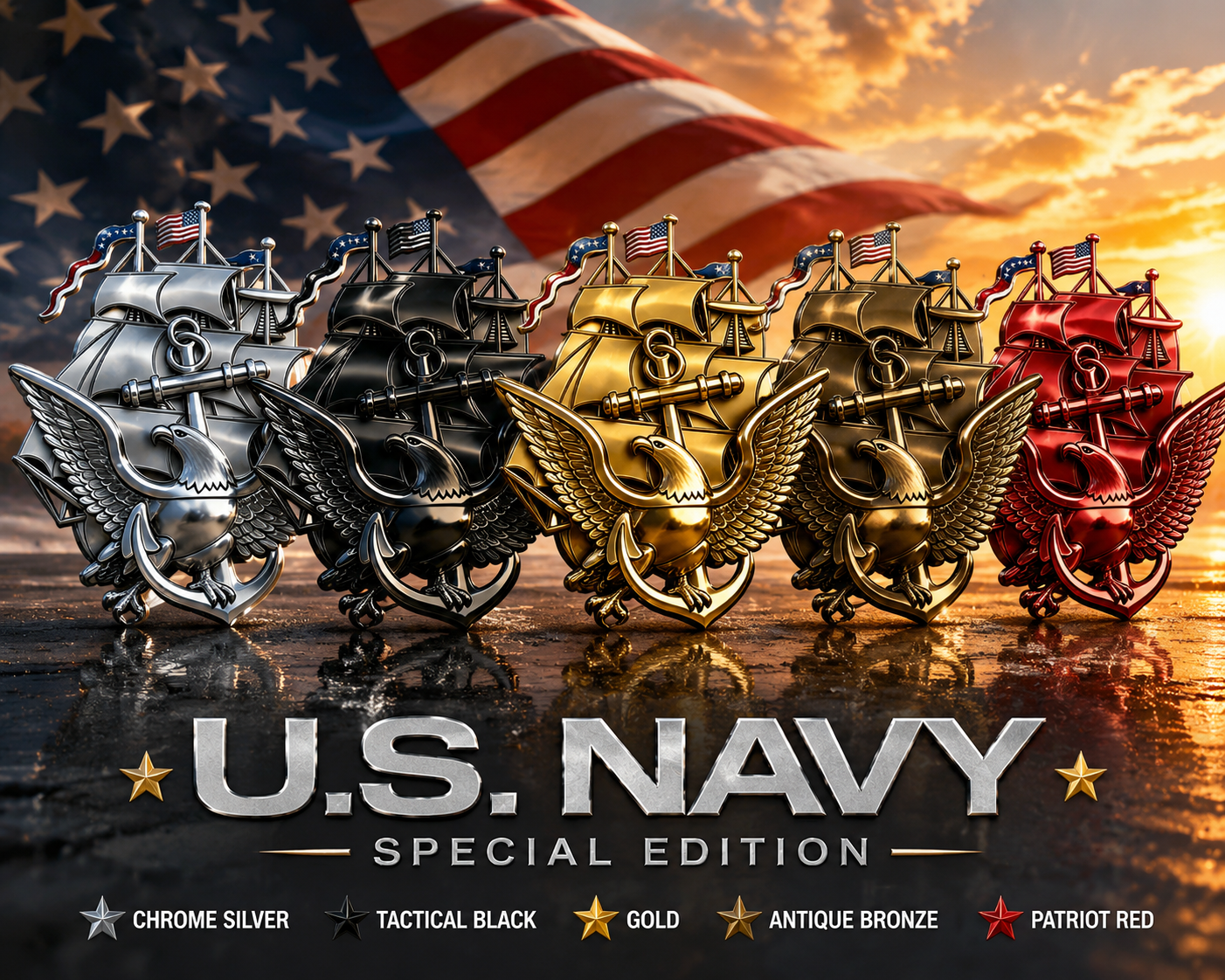 NavyHonor – Navy Veteran Metal Auto Emblem