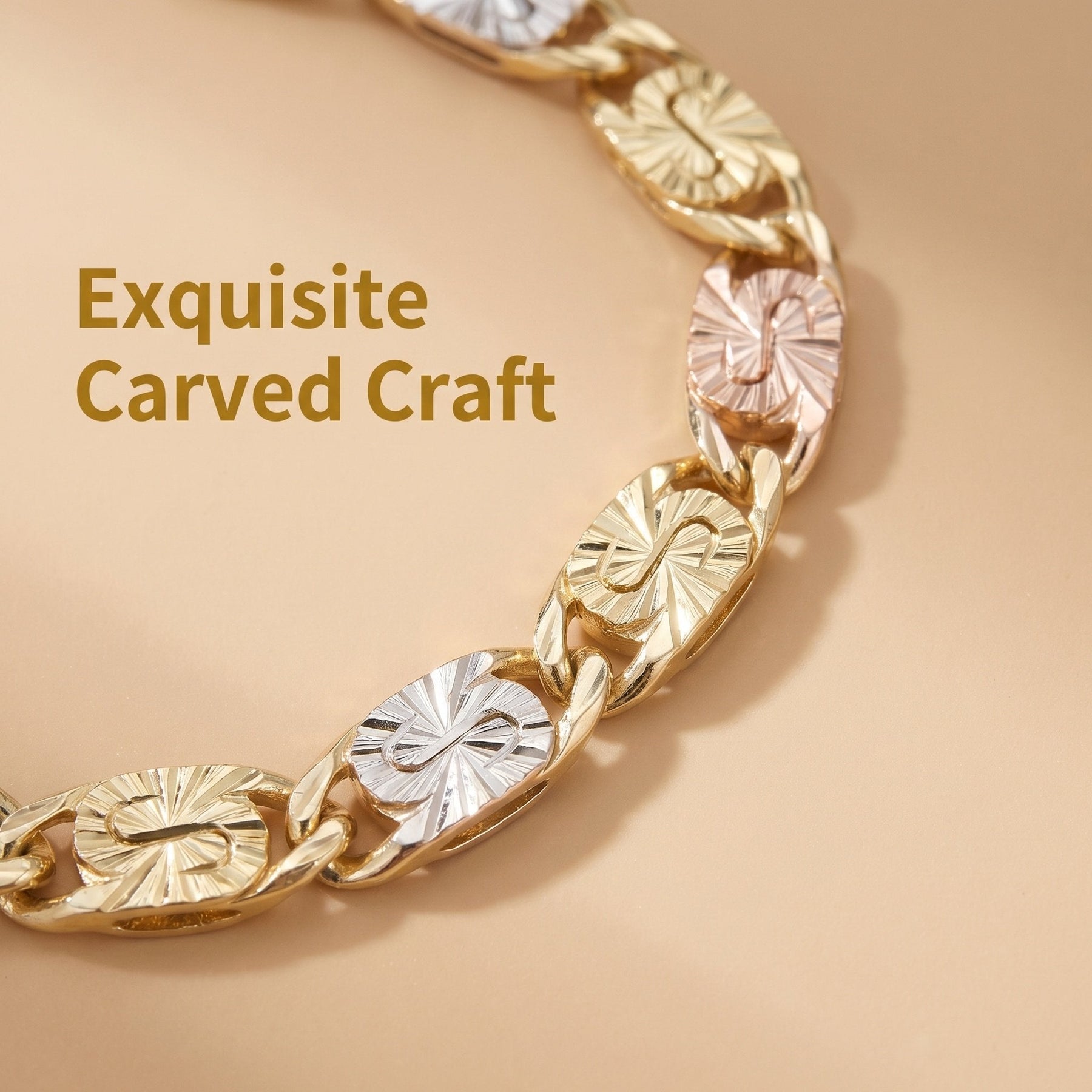 GoldenBlend – Three-Tone Link Bracelet