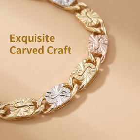 GoldenBlend – Three-Tone Link Bracelet
