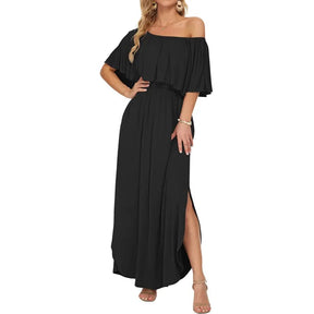 BreezeBelle – Off Shoulder Ruffle Maxi Dress