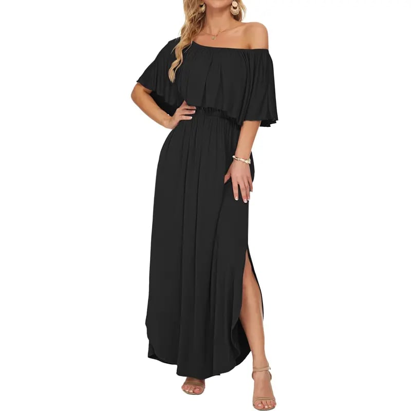 BreezeBelle – Off Shoulder Ruffle Maxi Dress