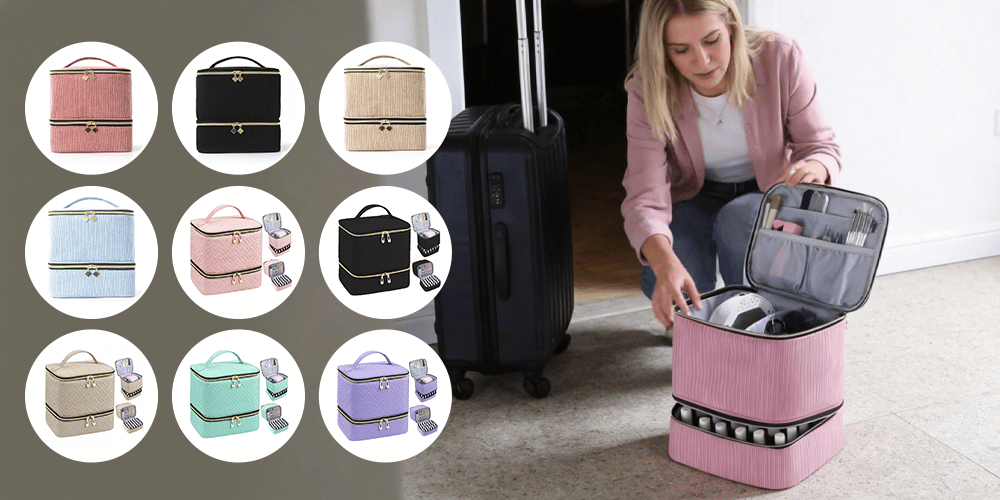 PolishPro – Deluxe Double‑Layer Nail Organizer Case