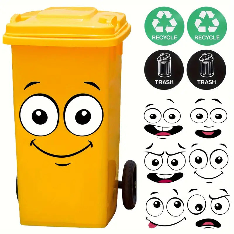 EcoSmile – Eco-Friendly Trash Can Face Sticker Set