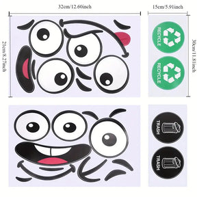 EcoSmile – Eco-Friendly Trash Can Face Sticker Set