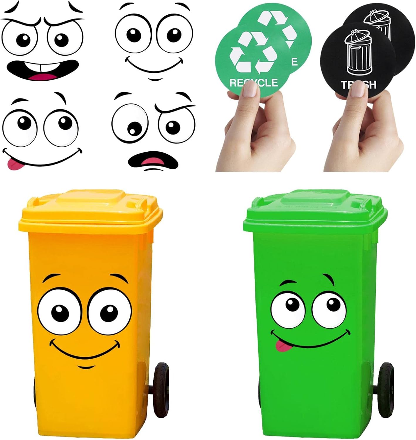 EcoSmile – Eco-Friendly Trash Can Face Sticker Set