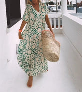 FloraLuxe – Short Sleeved Printed Summer Dress