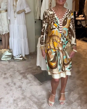 AureliaVee – Retro Print Casual Dress