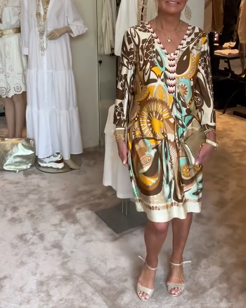 AureliaVee – Retro Print Casual Dress