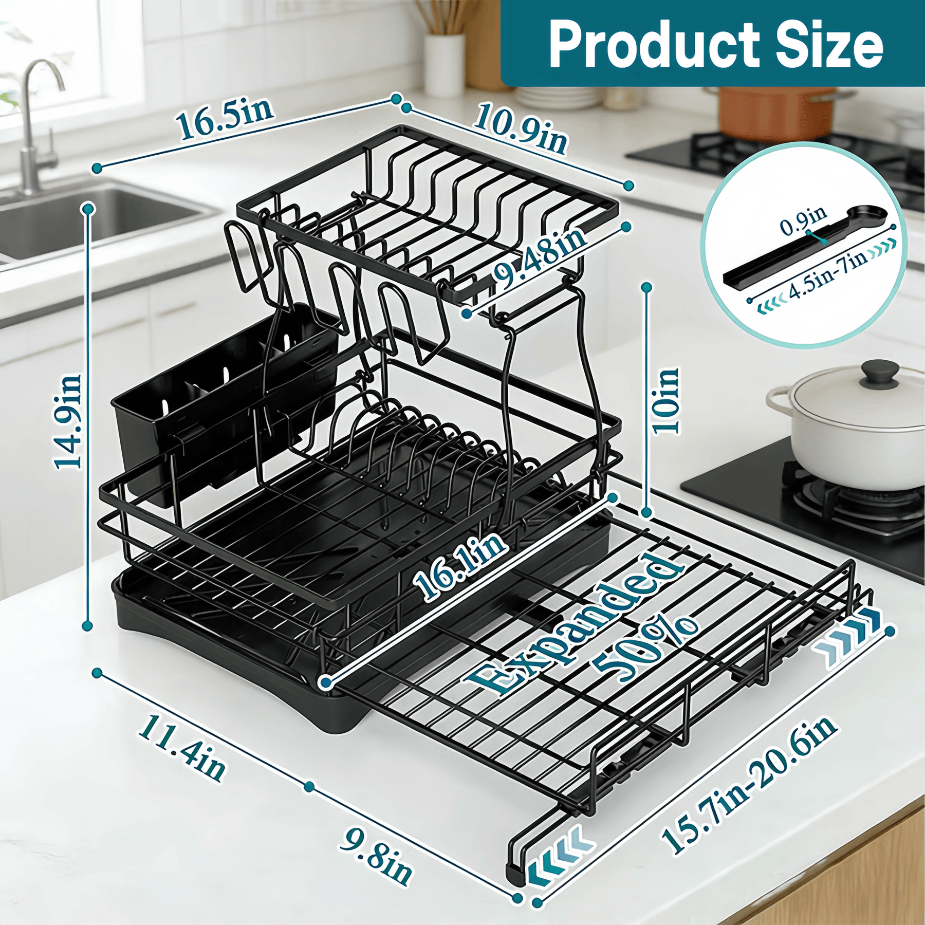 KitchenFlow – Adjustable Dish Drying Storage Rack