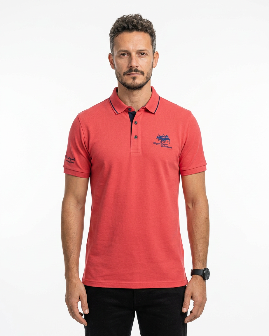 Belgavi — Embroidered Polo Shirt with Contrast Trim