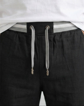 Coastal — Men's Drawstring Shorts with Leather Patch