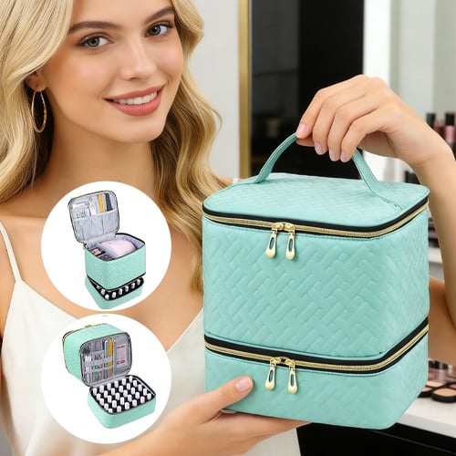 PolishPro – Deluxe Double‑Layer Nail Organizer Case