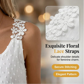LaceBloom - Elegant Dot Lace Strap Tank Top