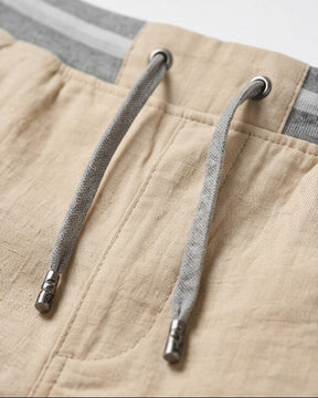 Coastal — Men's Drawstring Shorts with Leather Patch