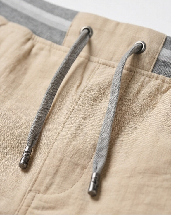 Coastal — Men's Drawstring Shorts with Leather Patch