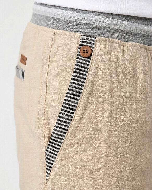 Coastal — Men's Drawstring Shorts with Leather Patch