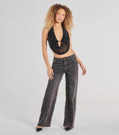 GlamDiva – Rhinestone Halter Party Top
