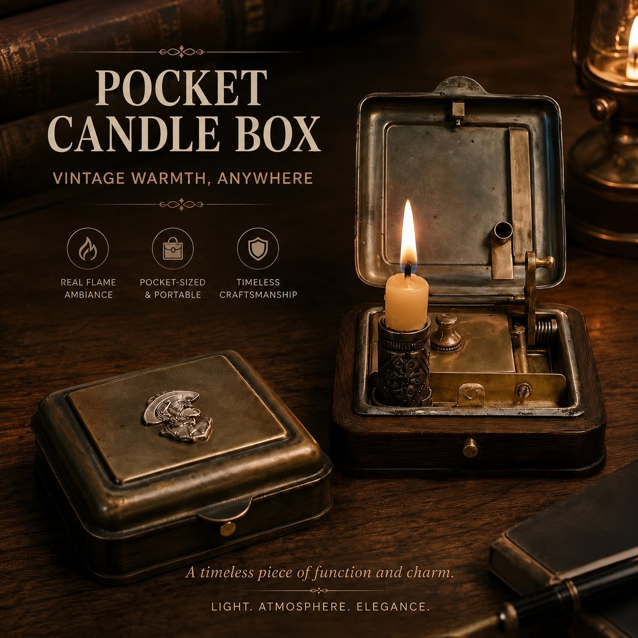 HeritageGlow – 19th Century Mechanical Candle Box