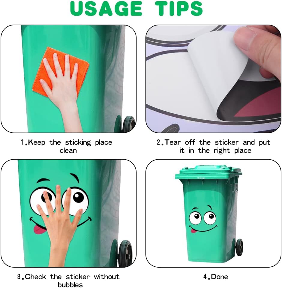 EcoSmile – Eco-Friendly Trash Can Face Sticker Set