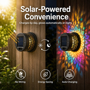 MandalaGlow - Solar Mandala Wall Light Outdoor Fence Projector Lamp