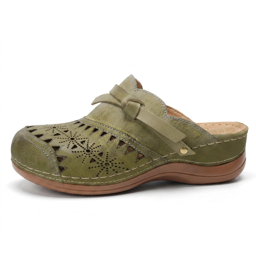 Rosalie — Laser-Cut Clog with Bow Detail