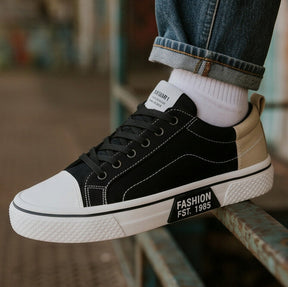 Retroglide — Canvas Court Sneaker with Graphic Sole