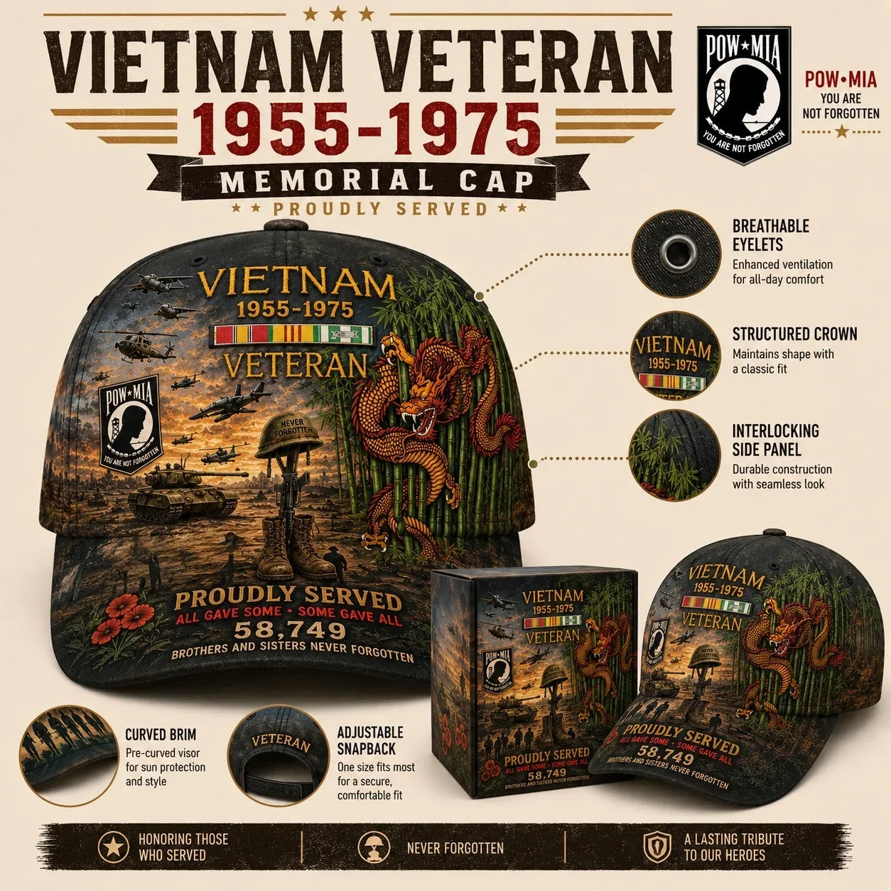 HonorLegacy – Vietnam Veteran 1955–1975 Memorial Cap