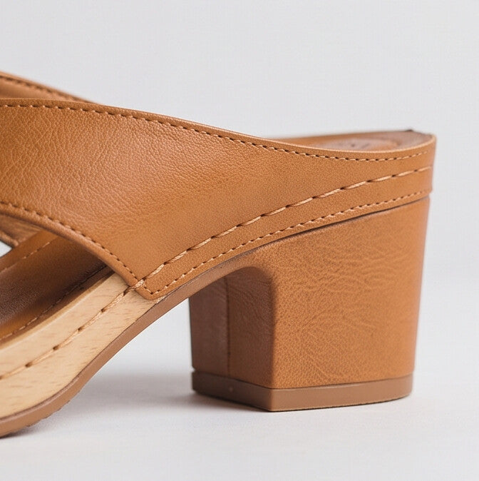Brianna — Wood Heel Thong Sandal with Perforated Footbed
