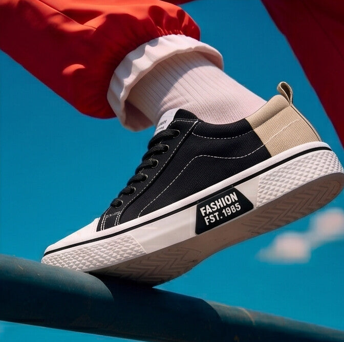 Retroglide — Canvas Court Sneaker with Graphic Sole