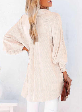 🔥2026 Clearance Item🔥Women's pleated cuffs striped shirt with pockets and casual collar