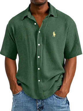 UrbanLoom – Relaxed Textured Button Half Sleeved Shirt