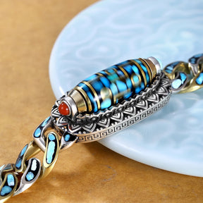 ZenAura – Turquoise Mantra Dzi Bead Bracelet