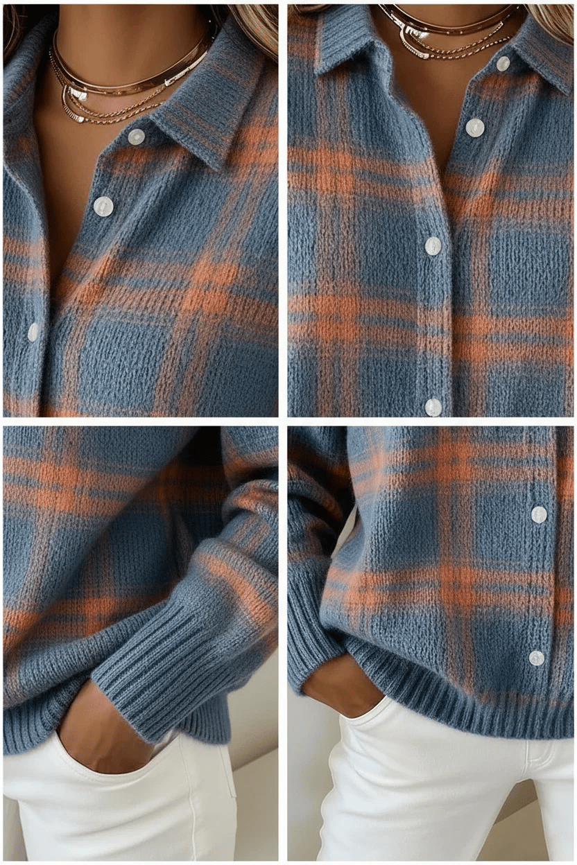 ChicWeave – Plaid Collar Cardigan