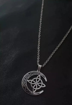 MoonKnot – Celtic Crescent Steel Pendant Necklace