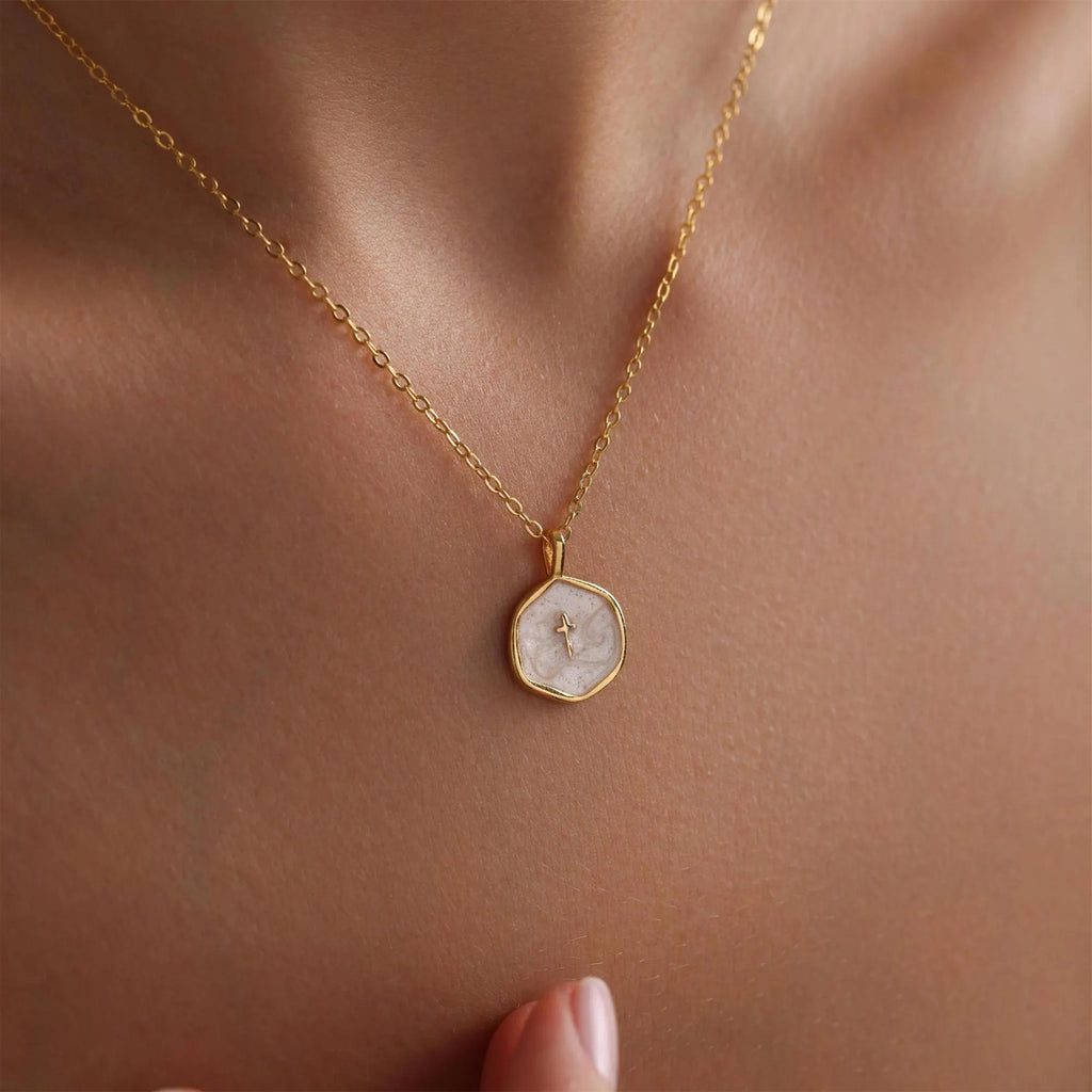 LuminaCross - Elegant Gold-Tone Faith Necklace