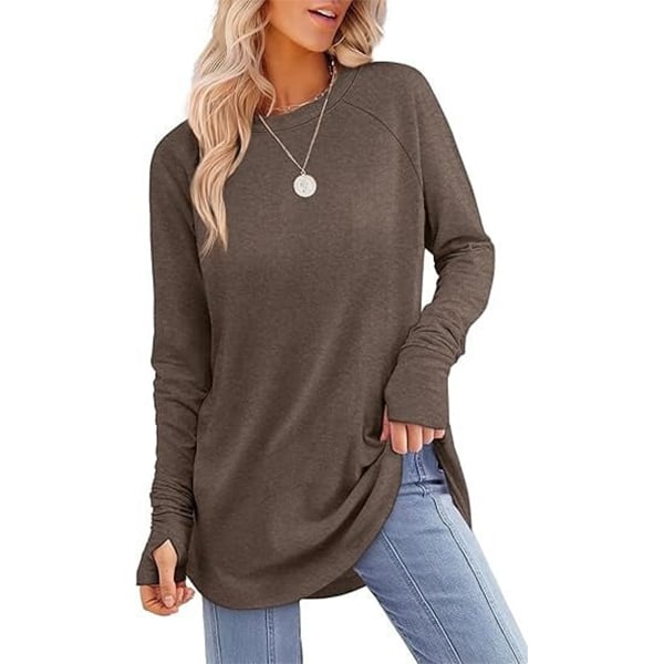 VeloraFit – Thumb Hole Curved Hem Tunic Shirt