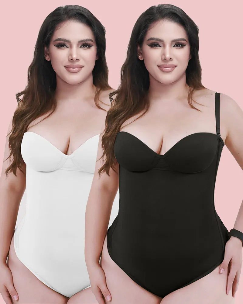 CurveLuxe – Back Lace-Up Seamless Thong Bodysuit