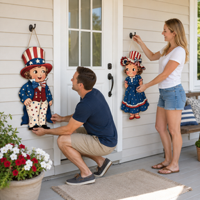 LibertyCraft – 2-Piece Patriotic Wooden Hanging Door Signs