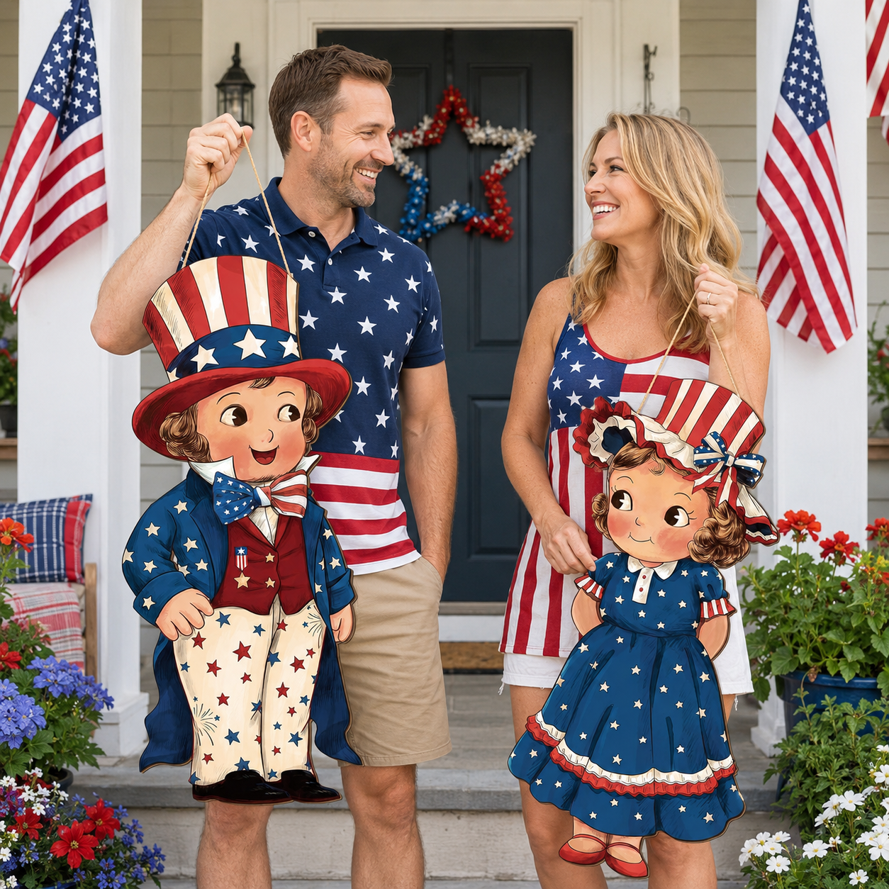 LibertyCraft – 2-Piece Patriotic Wooden Hanging Door Signs