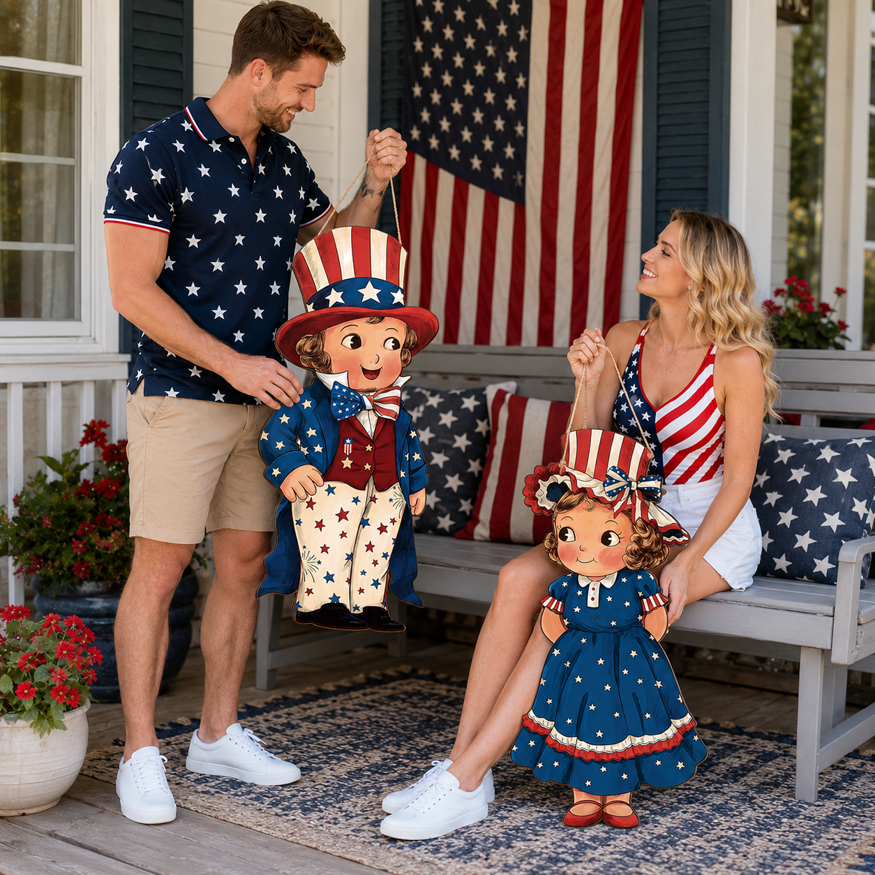 LibertyCraft – 2-Piece Patriotic Wooden Hanging Door Signs