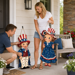 LibertyCraft – 2-Piece Patriotic Wooden Hanging Door Signs