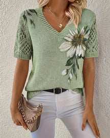 BreezyBelle – Floral Crochet Summer Top