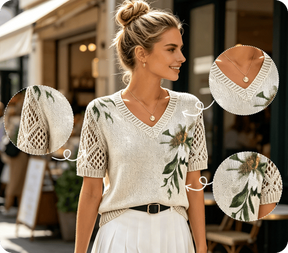 BreezyBelle – Floral Crochet Summer Top