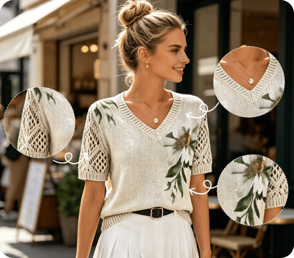 BreezyBelle – Floral Crochet Summer Top