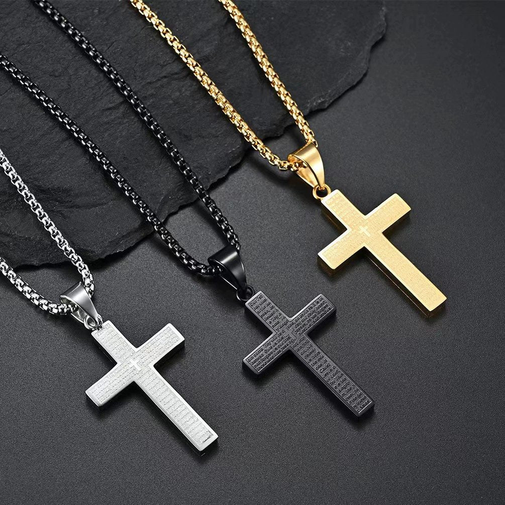 FaithScript – Lord’s Prayer Scribble Cross Necklace