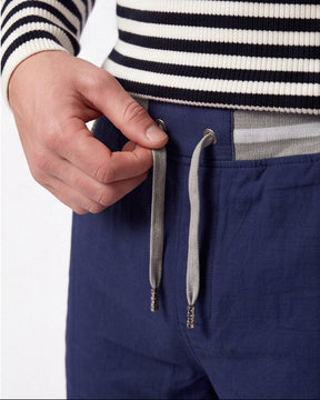 Coastal — Men's Drawstring Shorts with Leather Patch