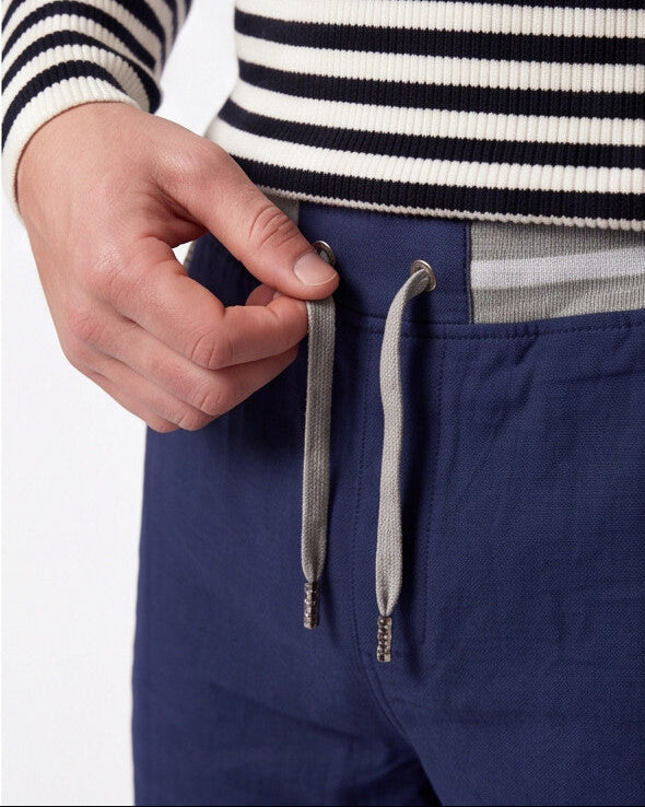 Coastal — Men's Drawstring Shorts with Leather Patch