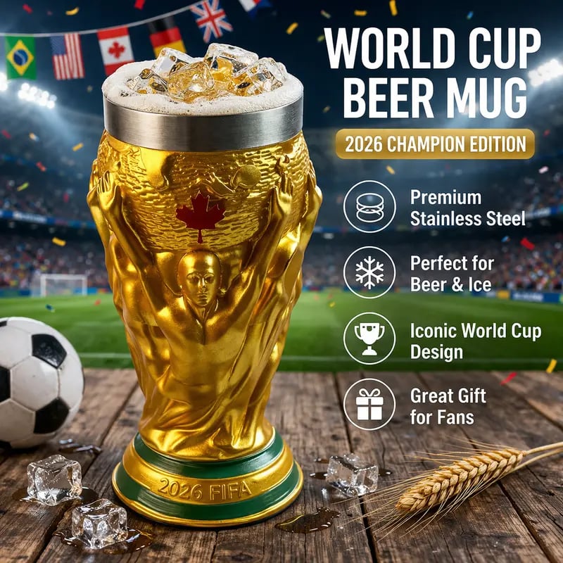 ⚽55K+ SOLD🏆2026 USA-Canada-Mexico World Cup "Trophy" Beer Mug
