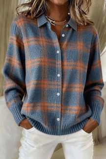 ChicWeave – Plaid Collar Cardigan